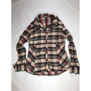 Columbia Women's Flannel Plaid Fit Button Down Long Sleeve Pink Size Medium